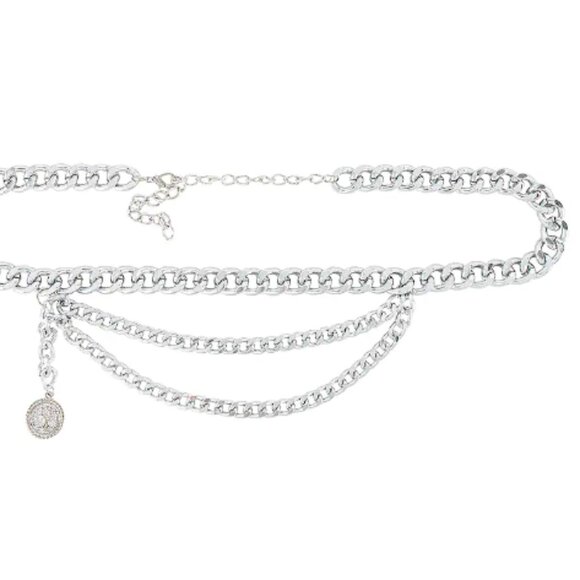 Shashi | Classic Layered Coin Belt in Silver